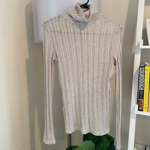 Mango Long Sleeve Cowl Neck Light Tan Top Sz XS